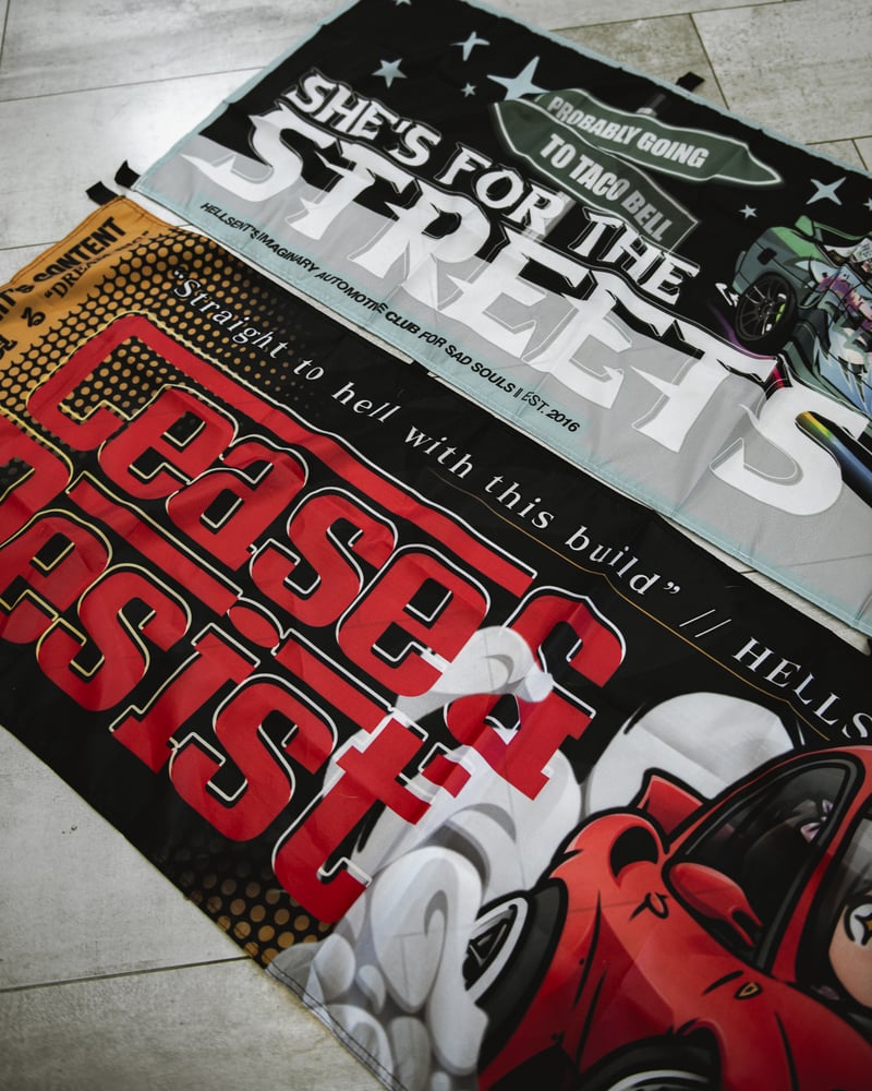 Image of Baja Blasting My Way Through The Streets Nobori Flag