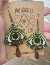 Monster Eye Hand-painted Green Horror Earrings
