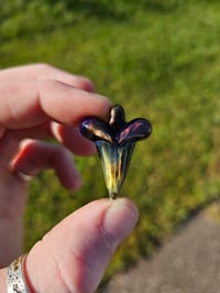 Image 2 of Royal jelly/sea slyme over Electrum (glass) shark tooth pendant. 