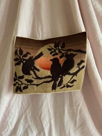 Image 1 of 1970's Tapestry of birds in a sunset