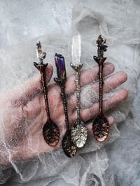 Image 1 of Mini Crystal Spoon Witch, Altar Spoon Herbal Crystal Witchcraft Spoon Witches Herb Spoon, Pagan H...