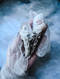 Image 5 of Clear Quartz Bone Wand, Pet Snail, CottageCore Witch Altar Decor Antler  Wand Witch Crystal Witch...