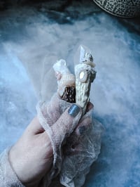 Image 4 of Clear Quartz Bone Wand, Pet Snail, CottageCore Witch Altar Decor Antler  Wand Witch Crystal Witch...