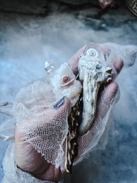 Image 6 of Clear Quartz Bone Wand, Pet Snail, CottageCore Witch Altar Decor Antler  Wand Witch Crystal Witch...