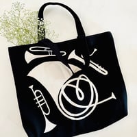 Image 2 of Cotton canvas large Tote bag with inner lining and a pocket - brass band