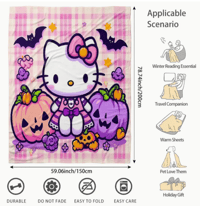 Image 2 of Halloween Flannel Throw Blanket