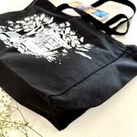 Image 4 of Black heavyweight extra large Cotton Canvas tote bag - design: the book seller