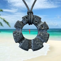 Image 1 of Small Carved Lava Ring Necklace (#03)