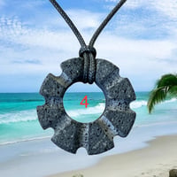 Image 4 of Small Carved Lava Ring Necklace (#03)