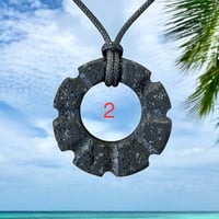 Image 2 of Small Carved Lava Ring Necklace (#03)