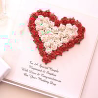 Image 5 of Wedding Card. Personalised Wedding Card. Wishing Well Card. Red White.