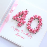 Image 1 of Handmade 40th Birthday Card. Personalised 40 Card. 8 Colours.