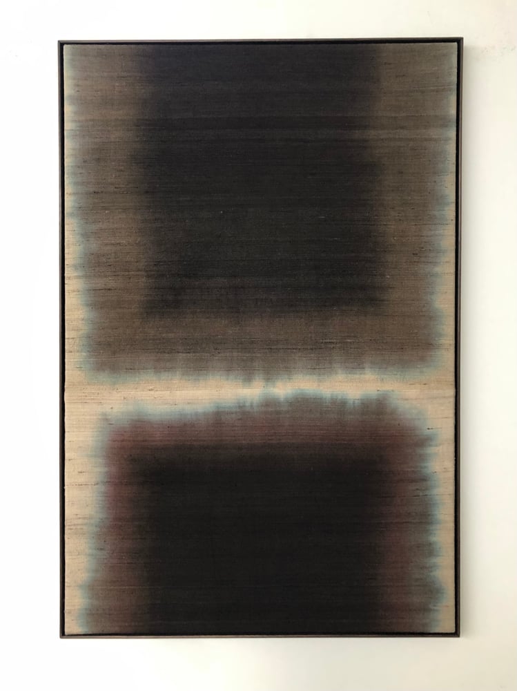 Image of dipdyed abstract silk composition (brown/red)