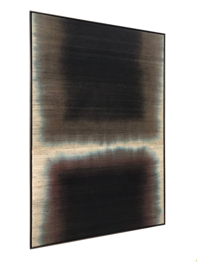 Image of dipdyed abstract silk composition (brown/red)