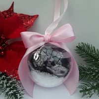 Image 8 of 8cm Beautiful Personalised Baby Scan Ornament,New Baby Announcment Bauble,Bumps 1st Christmas Bauble