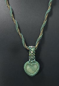 Image 3 of Bezeled Pendant with 3 bead spiral chain