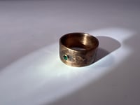 Image 2 of LIGHT WEIGHT OXIDIZED ROSE GOLD EMERALD RING S9.5