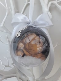 Image 6 of 8cm Beautiful Personalised Baby Scan Ornament,New Baby Announcment Bauble,Bumps 1st Christmas Bauble