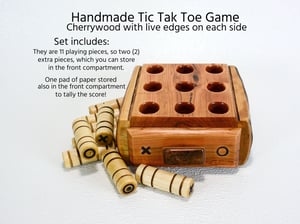 Image of Handcrafted Wooden Tic-Tac-Toe Table Game, Handmade Wood Tabletop Toy Game, Game for kids and family