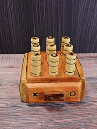 Image 1 of Handcrafted Wooden Tic-Tac-Toe Table Game, Handmade Wood Tabletop Toy Game, Game for kids and family