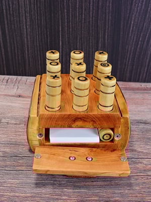 Image of Handcrafted Wooden Tic-Tac-Toe Table Game, Handmade Wood Tabletop Toy Game, Game for kids and family