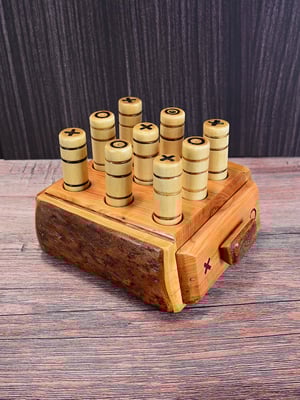 Image of Handcrafted Wooden Tic-Tac-Toe Table Game, Handmade Wood Tabletop Toy Game, Game for kids and family