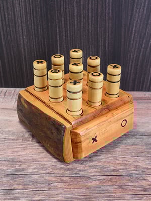 Image of Handcrafted Wooden Tic-Tac-Toe Table Game, Handmade Wood Tabletop Toy Game, Game for kids and family