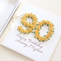 Image 8 of Handmade 90th Birthday Card. Personalised 90 Card. 8 Colours.