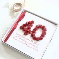 Image 11 of Handmade 40th Wedding Anniversary Card. Ruby Anniversary Gift. 8 Colours.