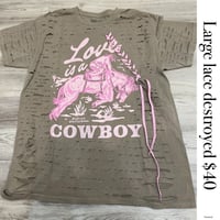 Large cowboy pink side lace destroyed