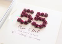 Image 8 of Handmade 55th Wedding Anniversary Card. Emerald Wedding Anniversary Card. 