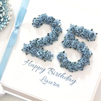 Image 8 of Handmade 25th Birthday Card. Personalised 25 Card. 8 Colours.