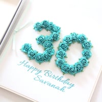 Image 8 of Handmade 30th Birthday Card. Personalised 30 Card. 8 Colours.