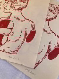 Image 2 of Kindling Linocut Print - Red/Blush