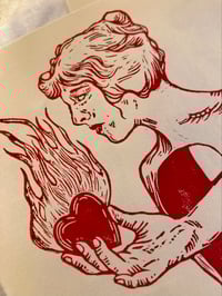 Image 3 of Kindling Linocut Print - Red/Blush
