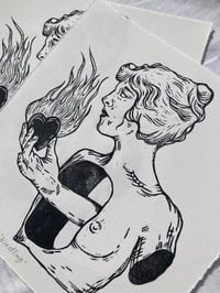 Image 3 of Kindling Linocut Print - Black/White