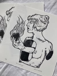 Image 1 of Kindling Linocut Print - Black/White