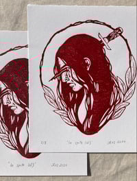 Image 1 of In Spite (of) Linocut Print - Red/White
