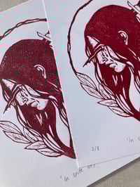 Image 3 of In Spite (of) Linocut Print - Red/White