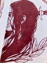 Image 4 of In Spite (of) Linocut Print - Red/White