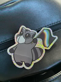 Image 3 of disability pride raccoon (glitter)
