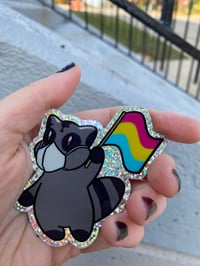 Image 2 of pansexual pride raccoon (glitter)