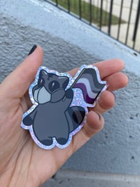 Image 2 of asexual pride raccoon (glitter)