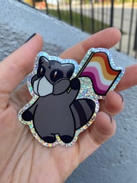 Image 2 of lesbian pride raccoon (glitter)