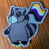 Image 2 of nonbinary pride raccoon (glitter)
