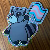 Image 2 of trans pride raccoon (glitter)