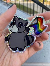 Image 2 of  progress pride raccoon (glitter)