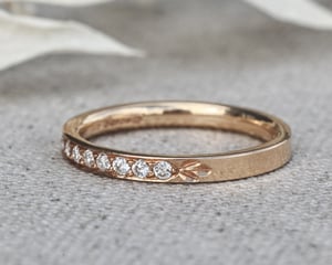 Image of 18ct yellow gold white diamond semi eternity ring