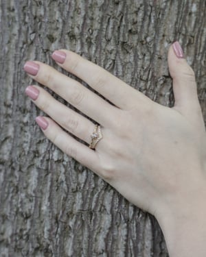 Image of 18ct Yellow gold rose-cut diamond wishbone Ring