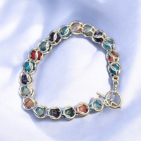 Image 1 of Captured bead chainmaille bracelet- dragon vein agate